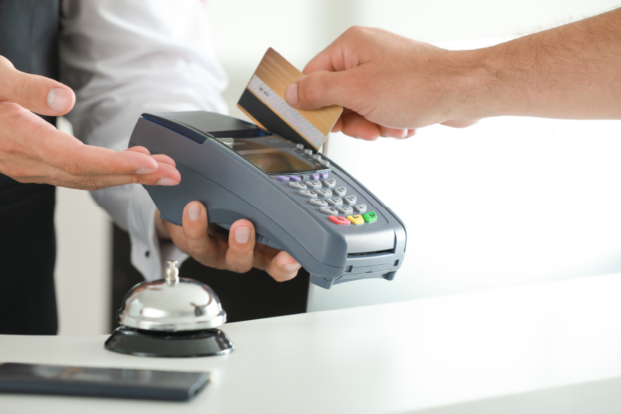 bank transfer at the reception hotel